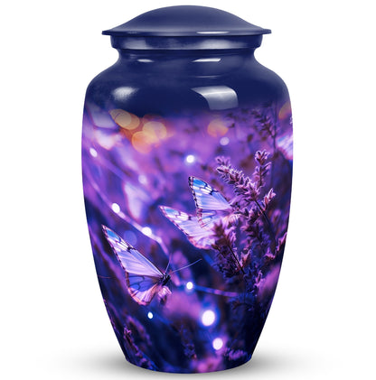 Purple Personalized Butterfly Cremation Urn for Women - 10-inch, 200 cu in - Yatskia