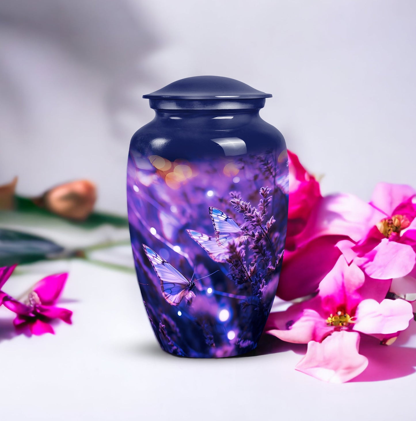 Purple Personalized Butterfly Cremation Urn for Women - 10-inch, 200 cu in - Yatskia
