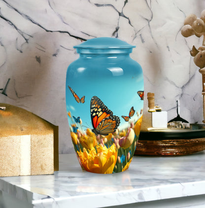 Personalized Butterfly Cremation Urn for Human Ashes - 10-inch, 200 cu in - Yatskia