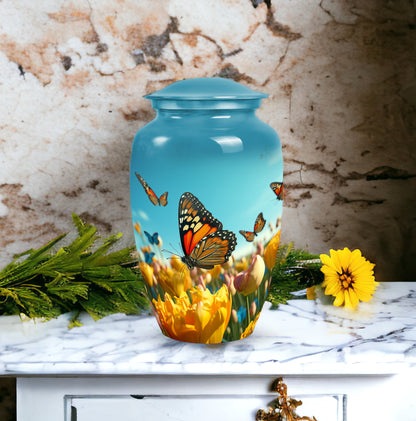 Personalized Butterfly Cremation Urn for Human Ashes - 10-inch, 200 cu in - Yatskia