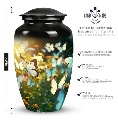 Blue Butterfly Cremation Urn for Ashes - Premium Elegant Urn for Loved One