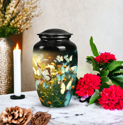 Blue Butterfly Cremation Urn for Ashes - Premium Elegant Urn for Loved One