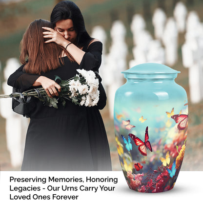 Colorful Personalized Butterfly Cremation Urn for Adult - 10-inch, 200 cu in - Yatskia