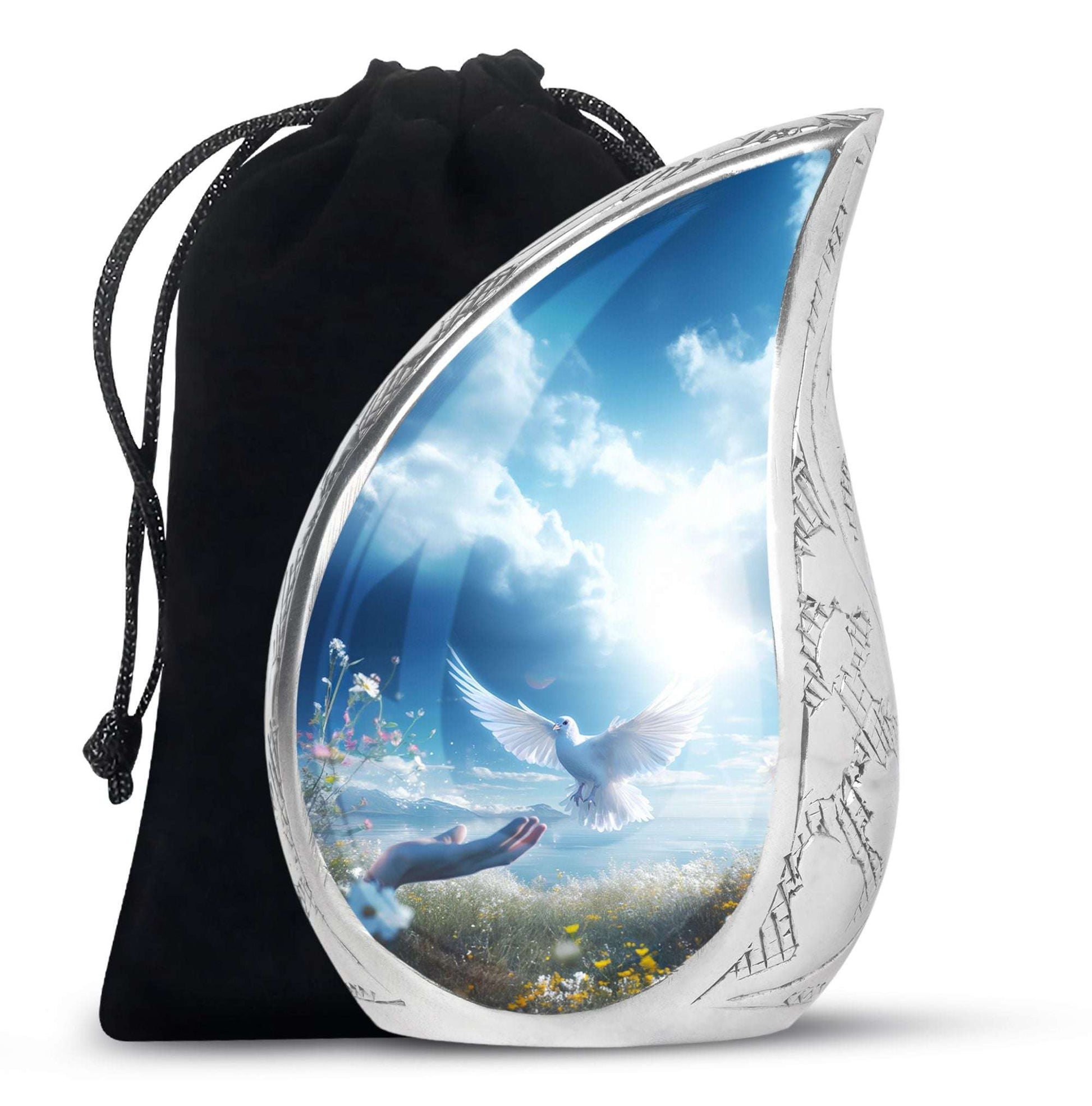 Dove Funeral Urn For Human Ashes - Blue Memorial Keepsakes For Ashes