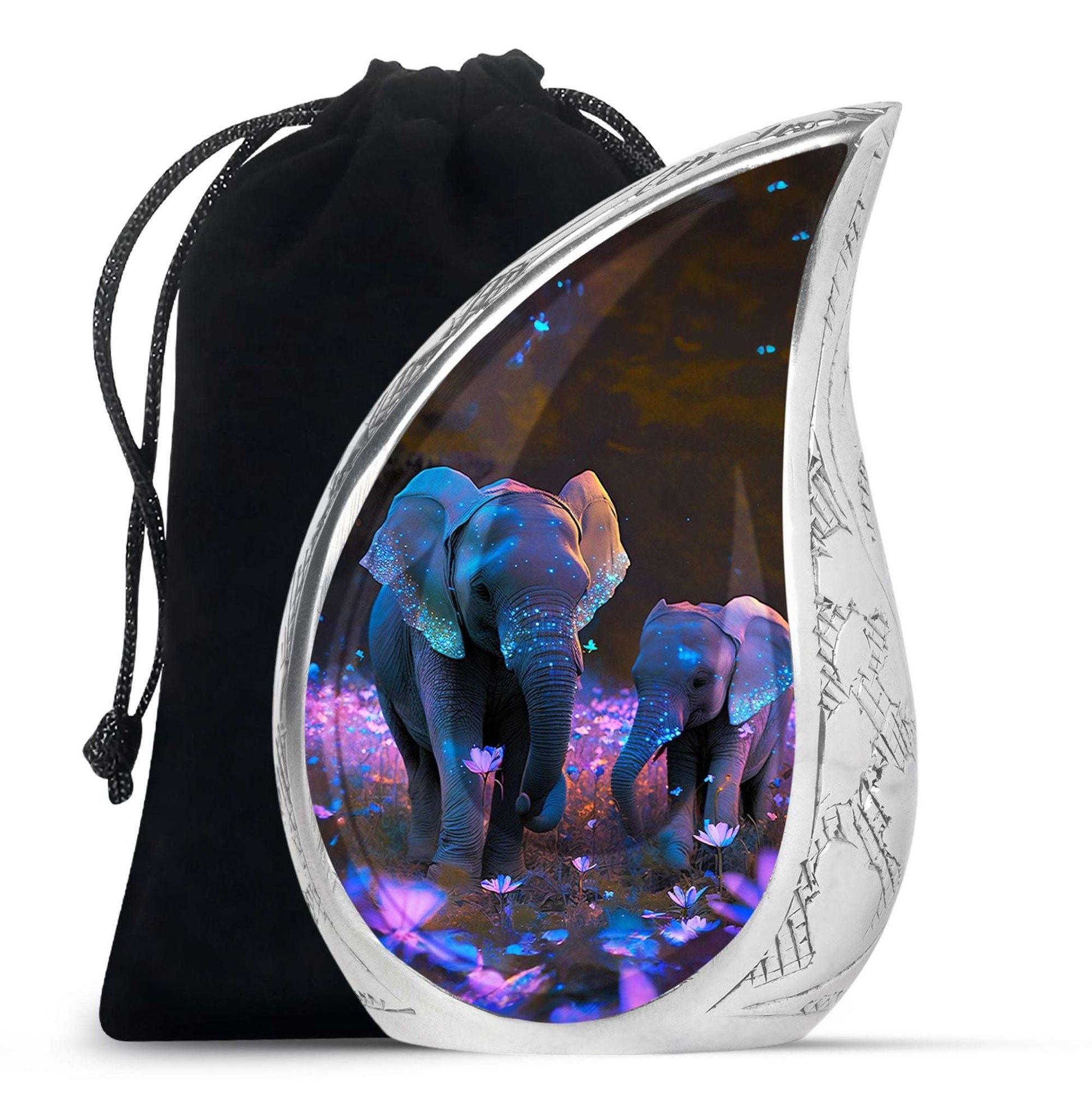 Elephant Floral Urn for Human Ashes Adult - Keepsake Funeral Urns