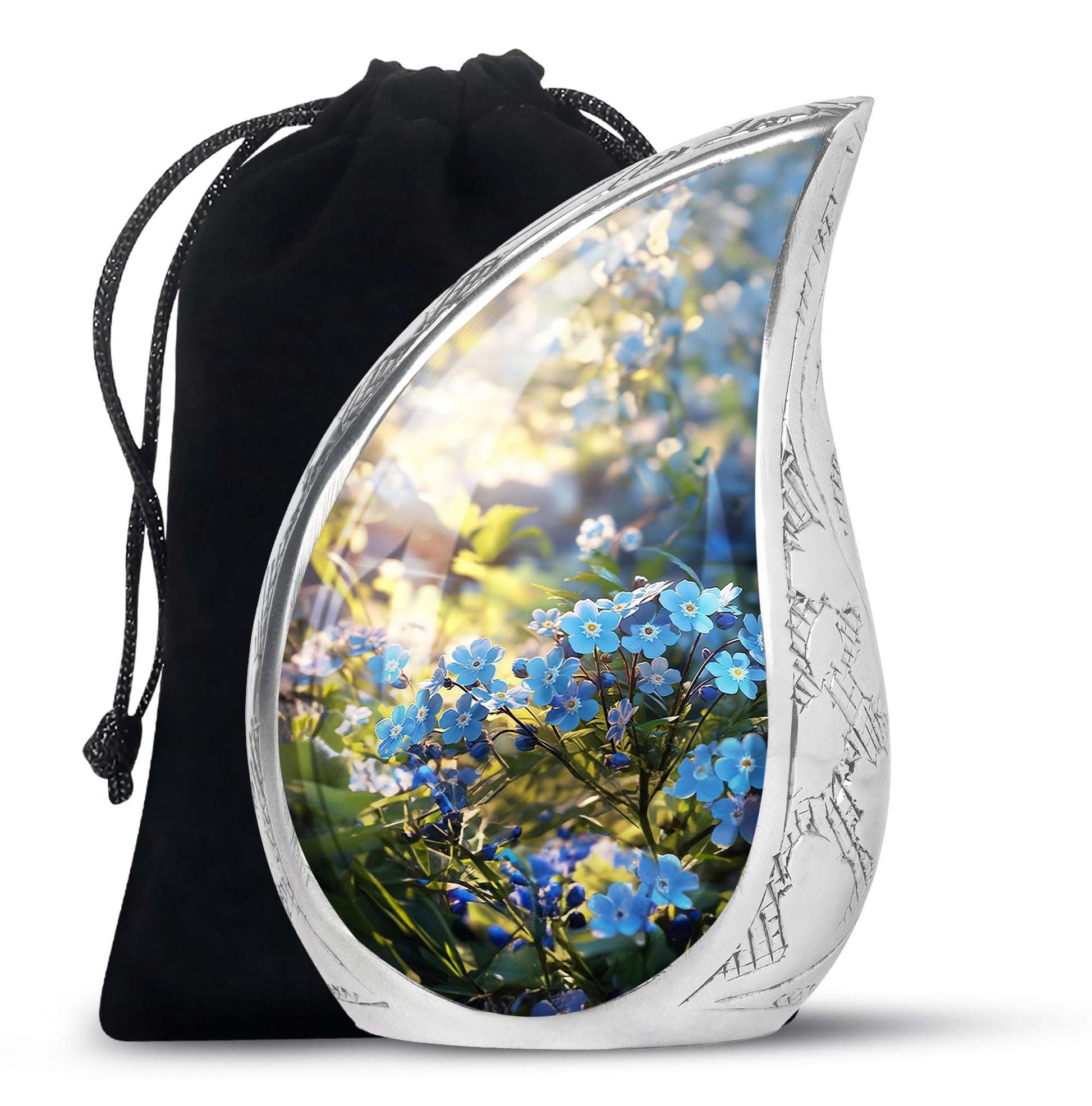 Forget Me Not Flower Cremation Urn for Human Ashes - Scorpion Grasses Urn