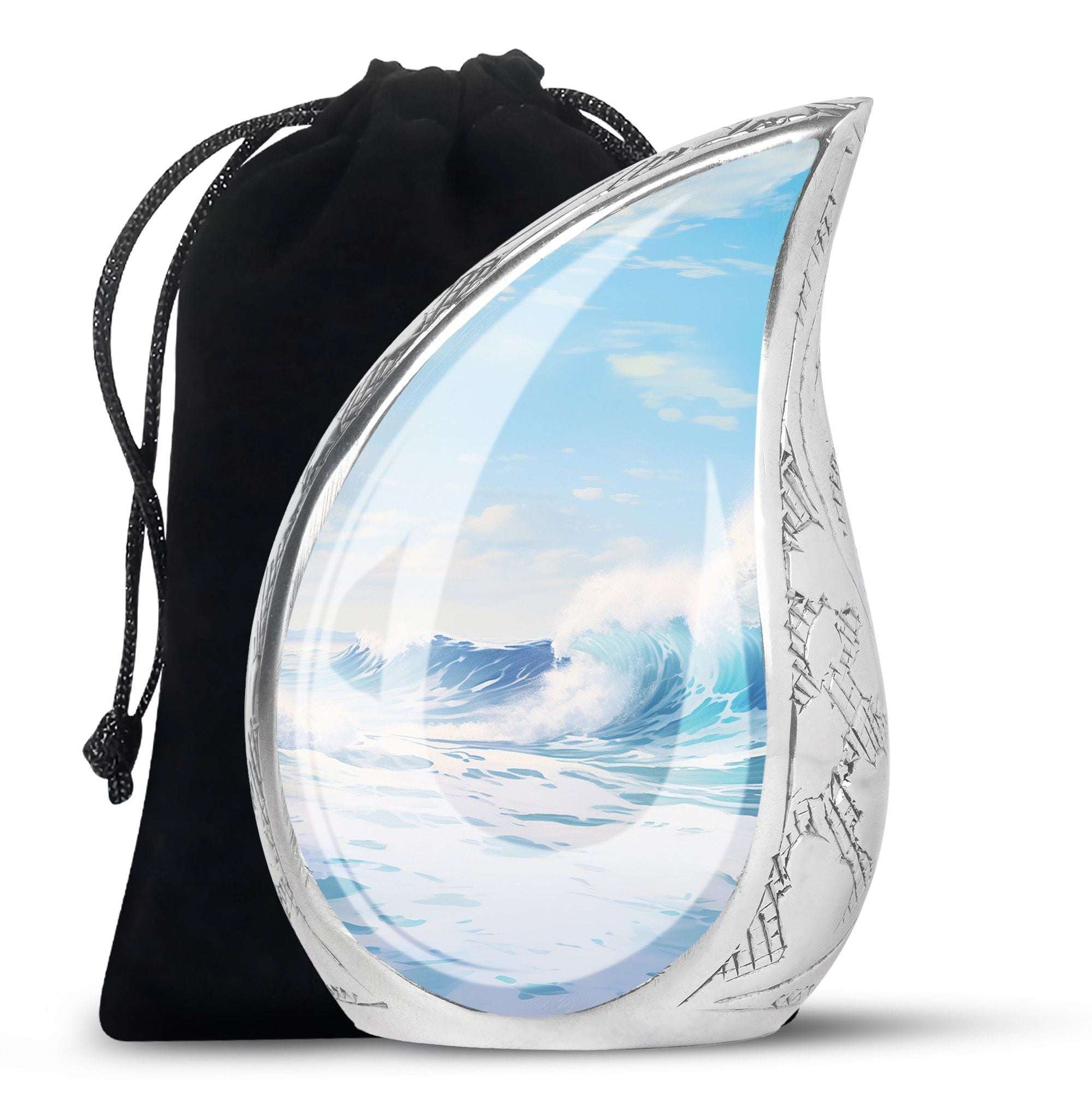 Ocean Waves Memorial Cremation Urn For Human Ashes– Sea Urn Keepsake For Funeral