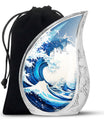 Ocean Waves White Cremation Urn for Mom's Memorial Burial