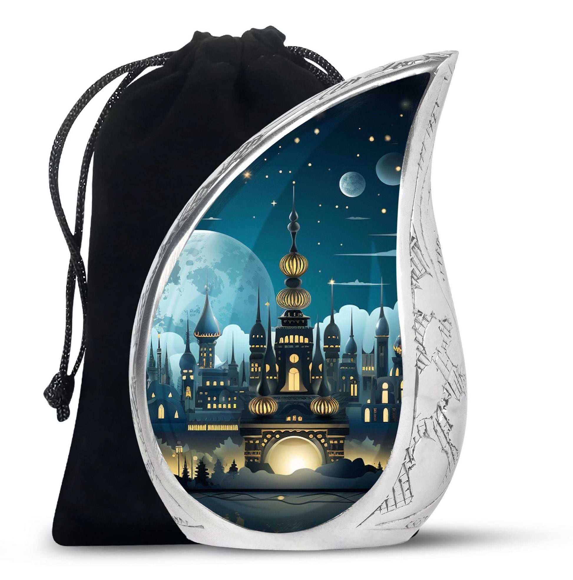 Moonlight Castle Cremation Urn For Women – Fantasy Funeral Urn For Ashes