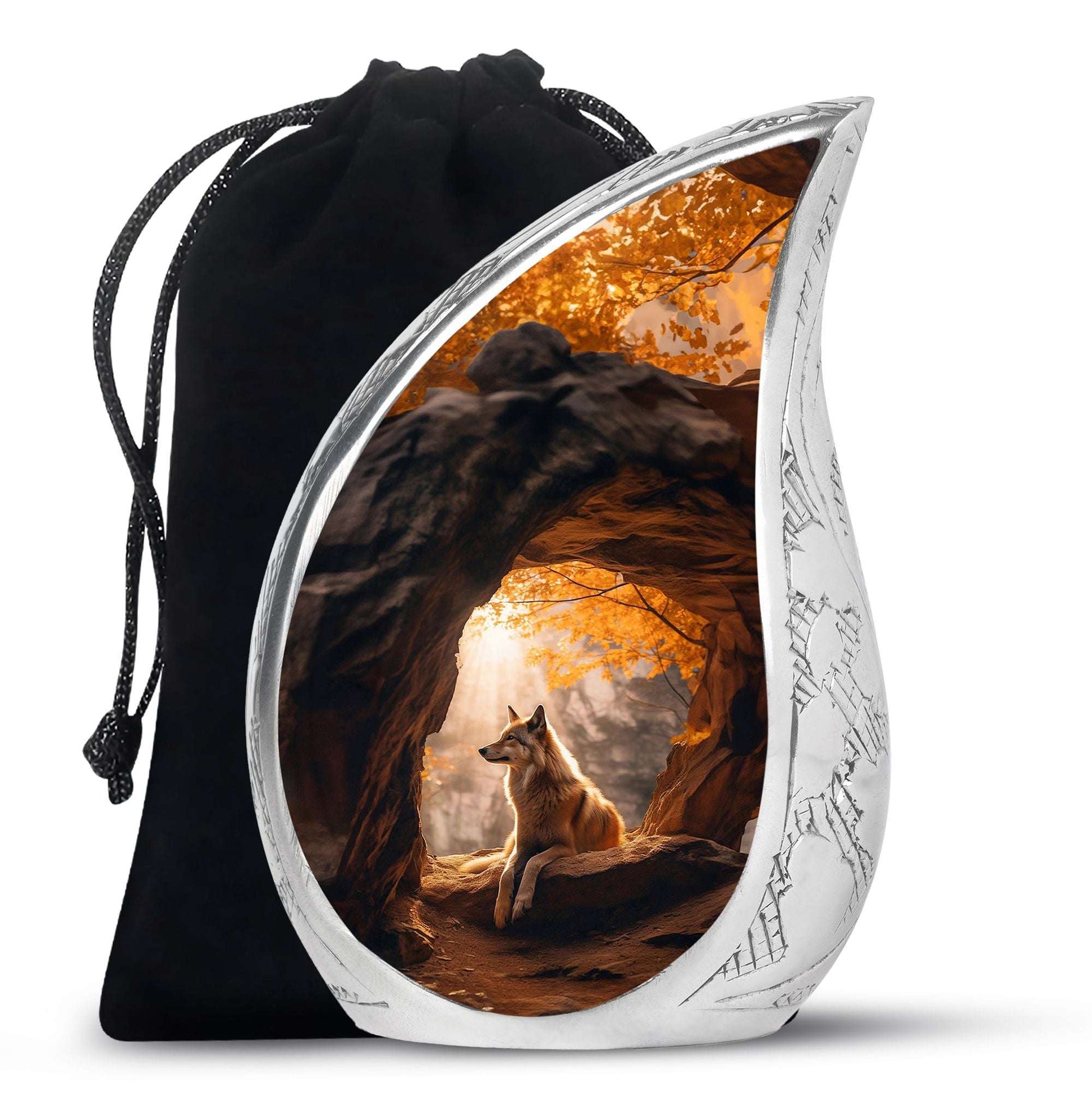 Wolf Adult Cremation Urns – Autumn Forest Cave Urns For Adult Male Ashes