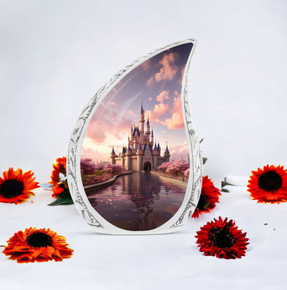 Small Fairy-tale Kingdom memorial urn for human ashes, a unique keepsake for ashes