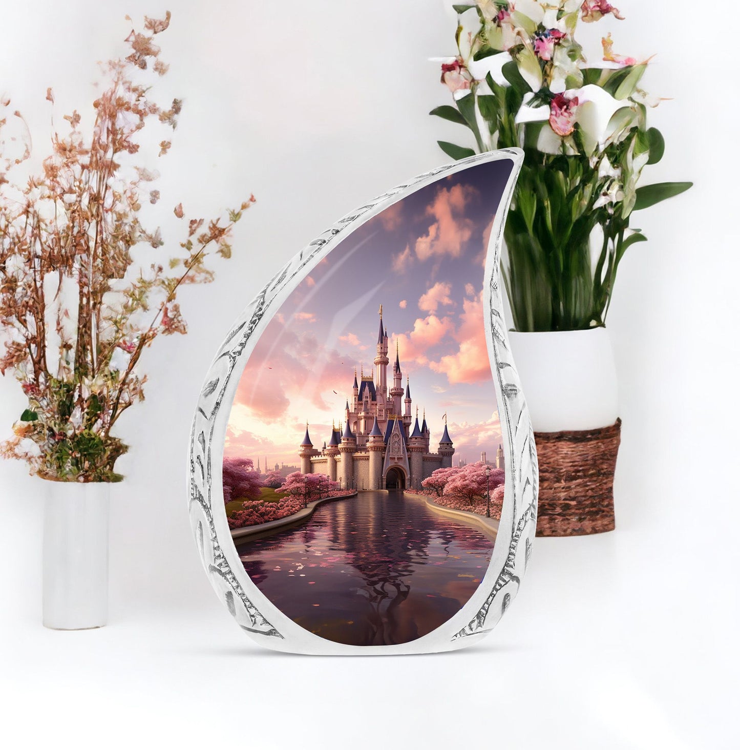 Small Fairy-tale Kingdom memorial urn for human ashes, a unique keepsake for ashes