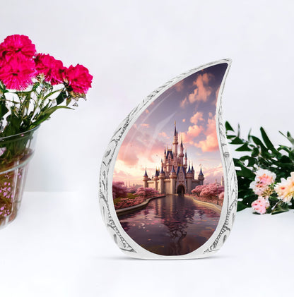 Small Fairy-tale Kingdom memorial urn for human ashes, a unique keepsake for ashes