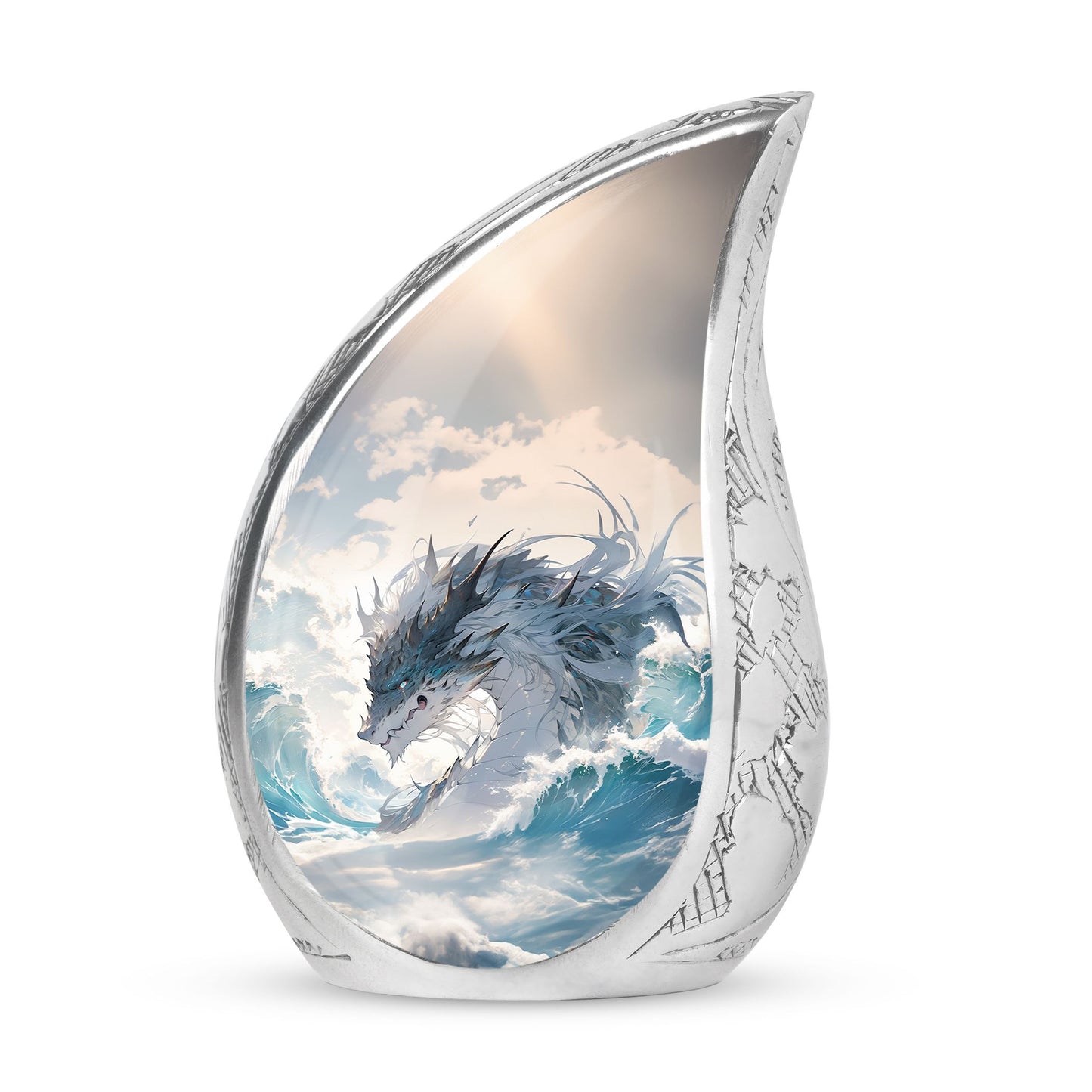 White Personalized Beach Cremation Urn for Human Ashes - 10-inch, 200 cu in - Yatskia