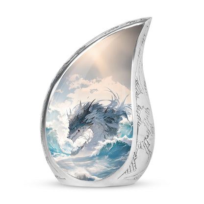 White Personalized Beach Cremation Urn for Human Ashes - 10-inch, 200 cu in - Yatskia