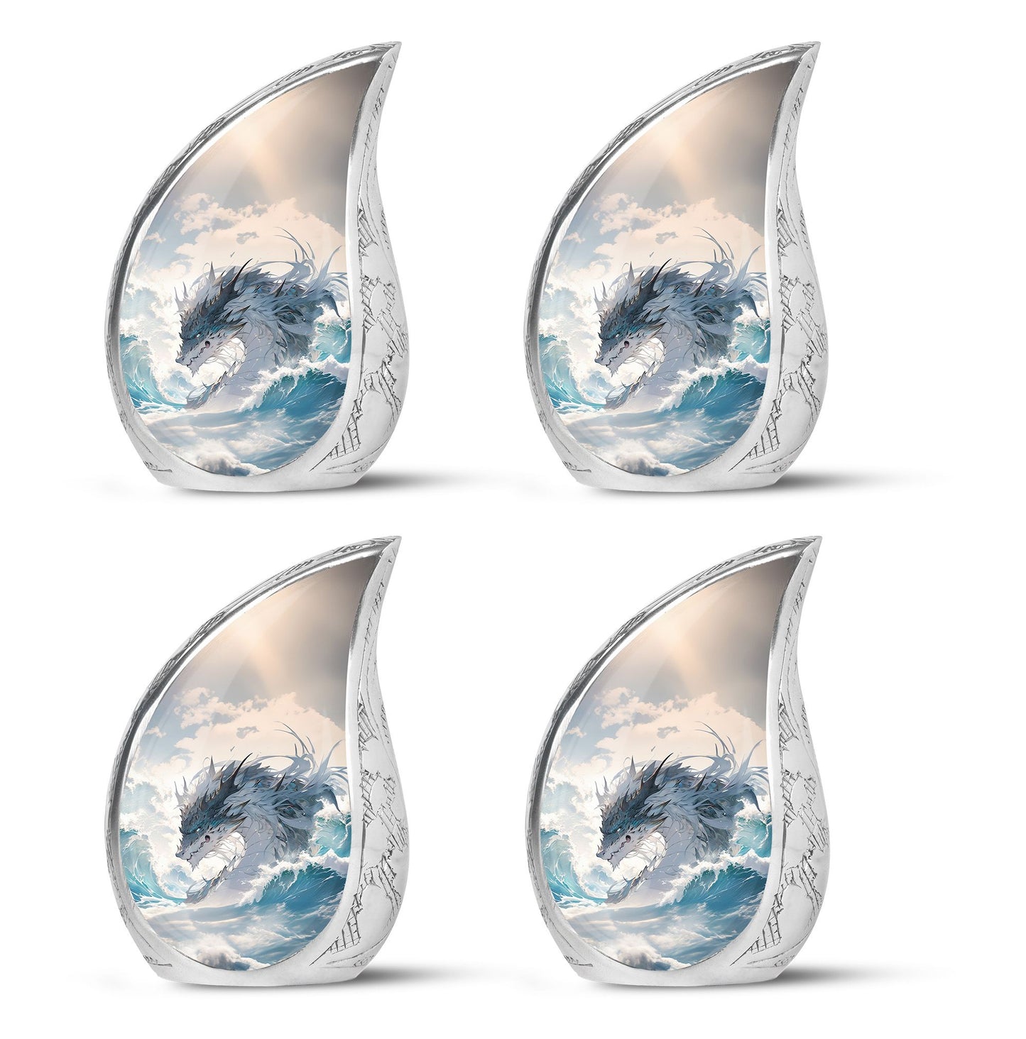 White Personalized Beach Cremation Urn for Human Ashes - 10-inch, 200 cu in - Yatskia