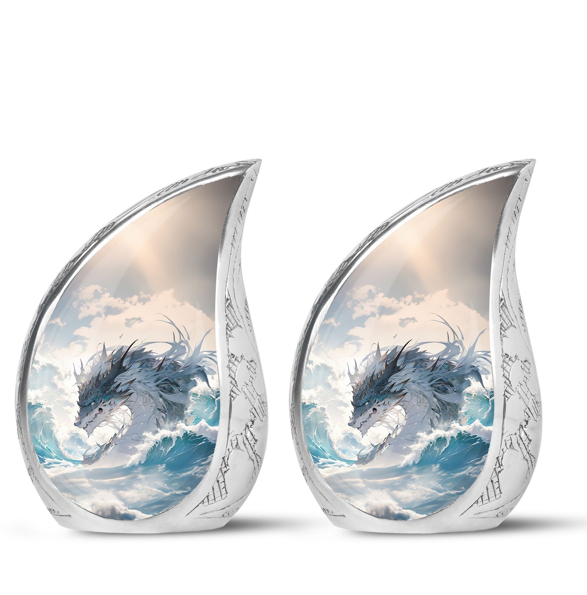 White Dragon Cremation Urn for Human Ashes - Funeral Urns For Ashes