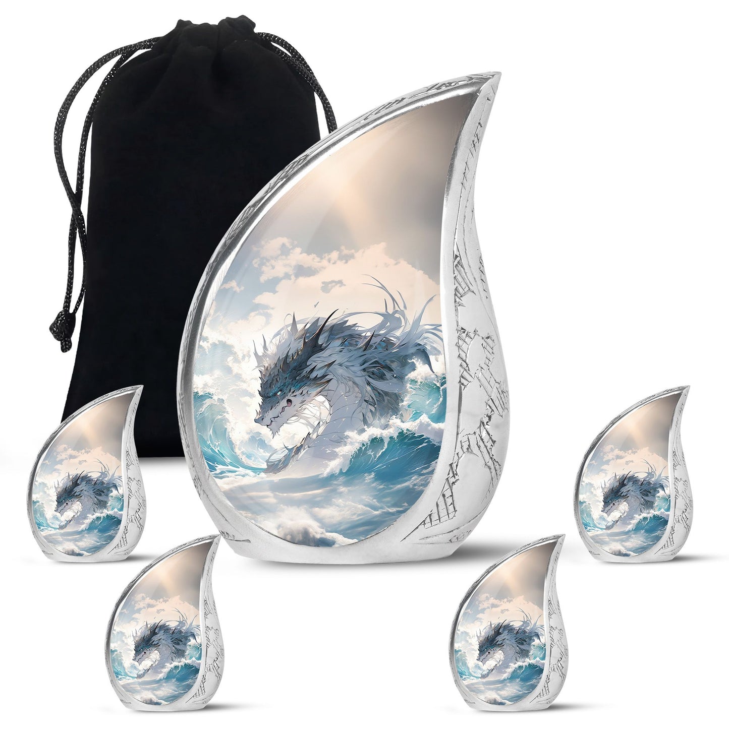White Personalized Beach Cremation Urn for Human Ashes - 10-inch, 200 cu in - Yatskia