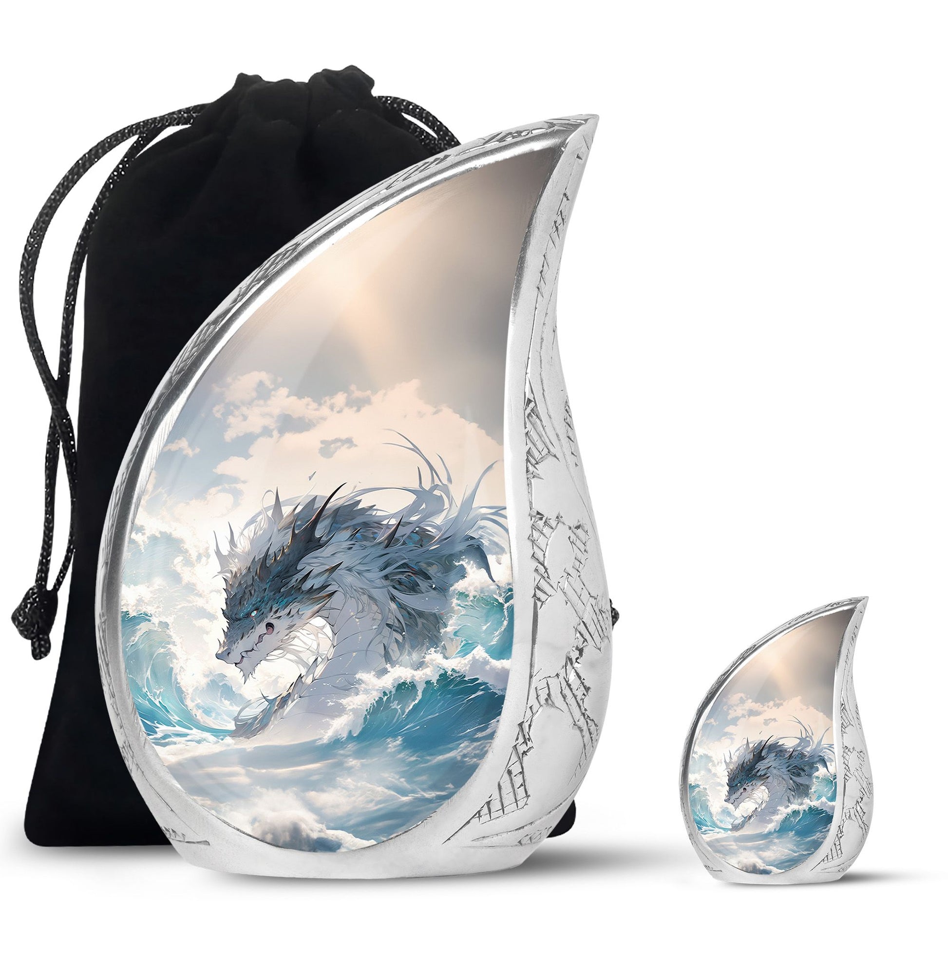 White Dragon Cremation Urn for Human Ashes - Funeral Urns For Ashes