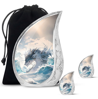 White Personalized Beach Cremation Urn for Human Ashes - 10-inch, 200 cu in - Yatskia