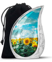 Sunflower Large Urns For Human Ashes – Floral Funeral Urns For Women