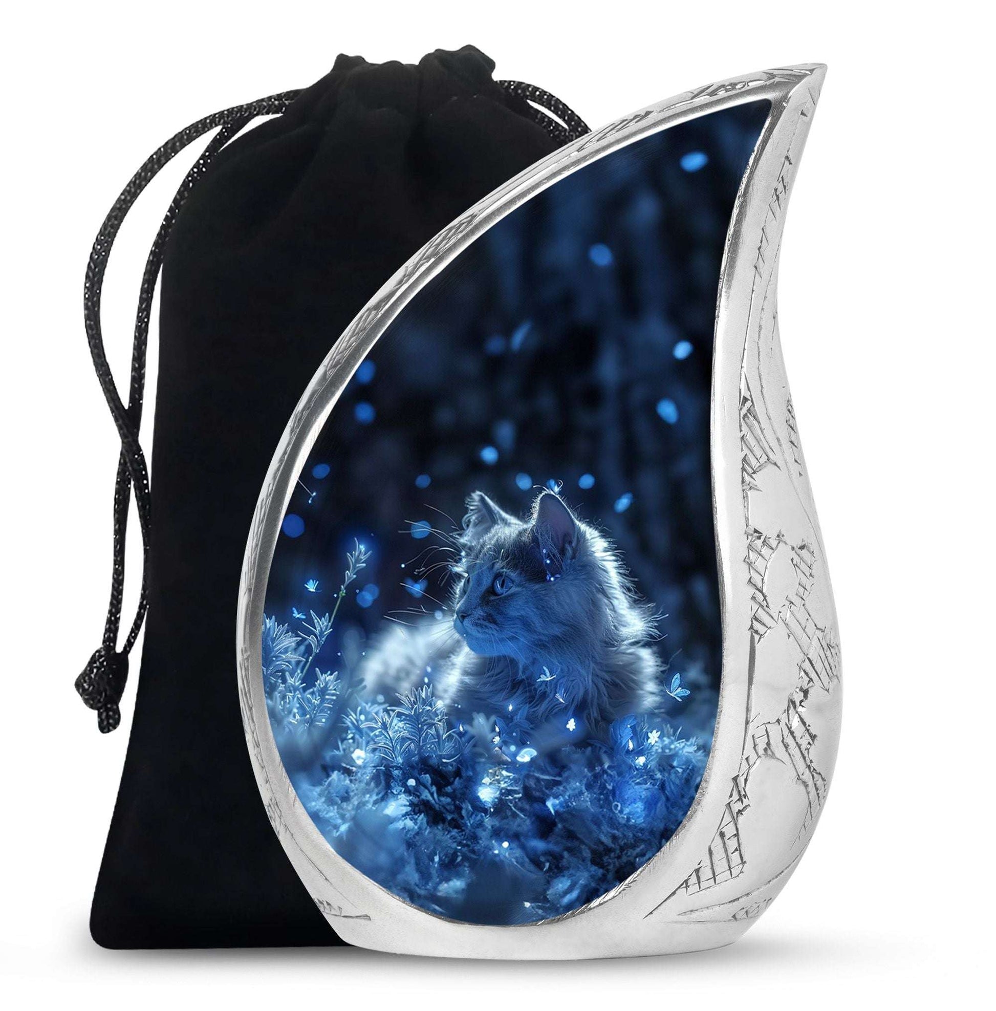 Cat Cremation Urn for Human Ashes – Blue Funeral Urns For Women