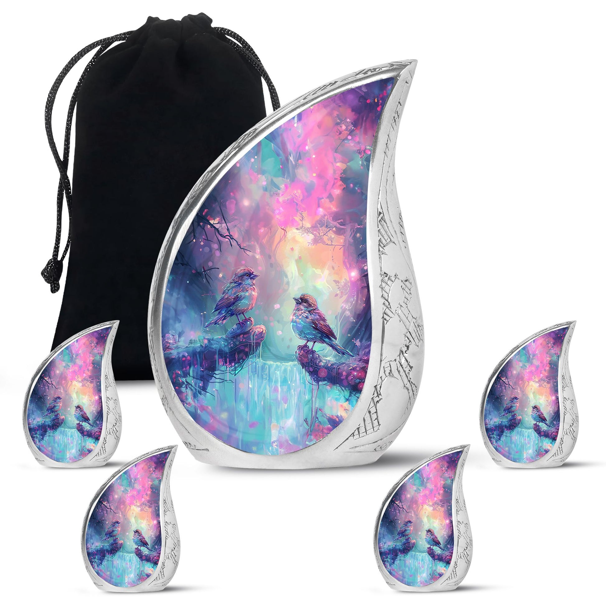 Colorful Birds Cremation Urn for Human Ashes For Mom and Dad