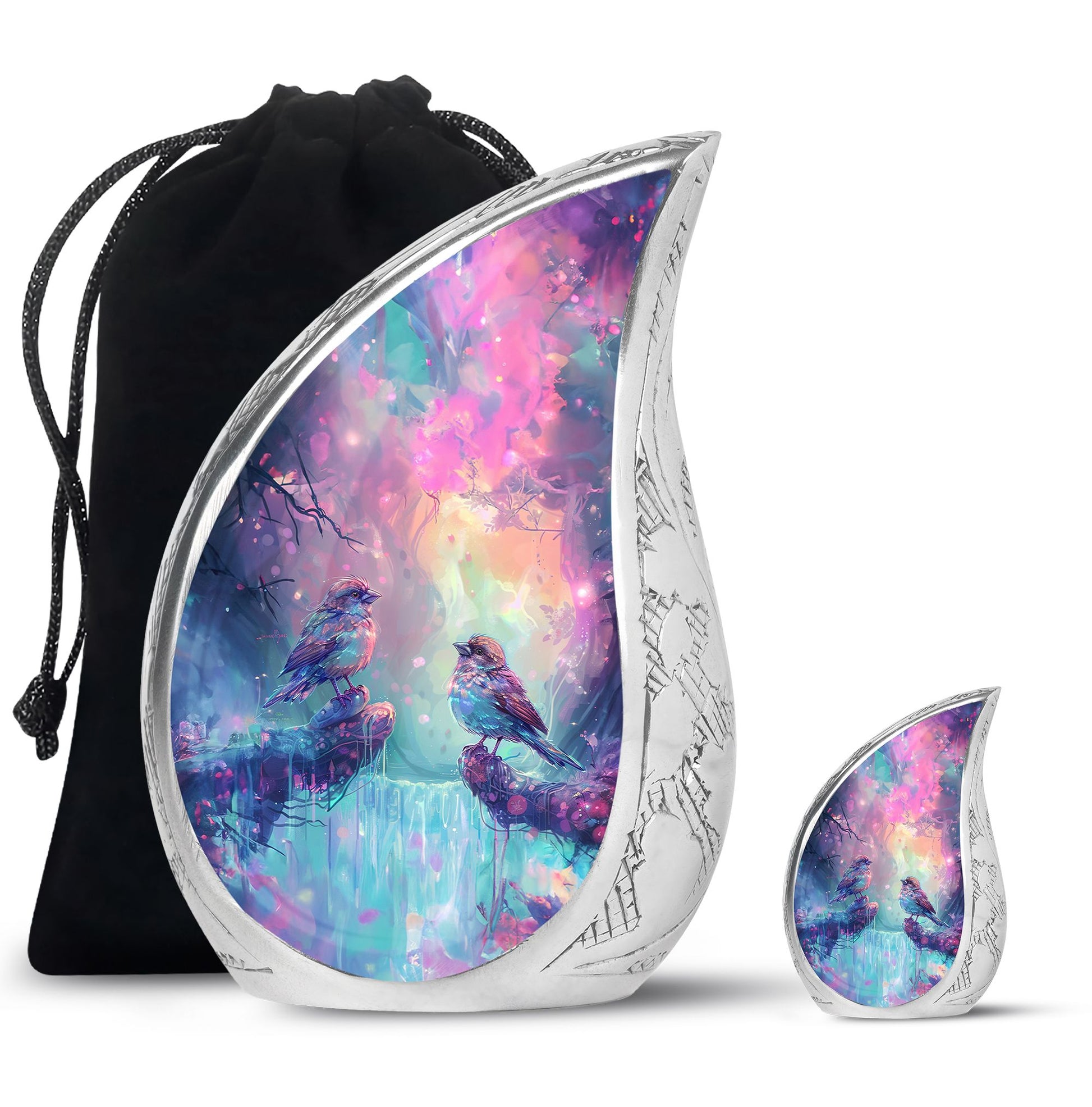 Colorful Birds Cremation Urn for Human Ashes For Mom and Dad