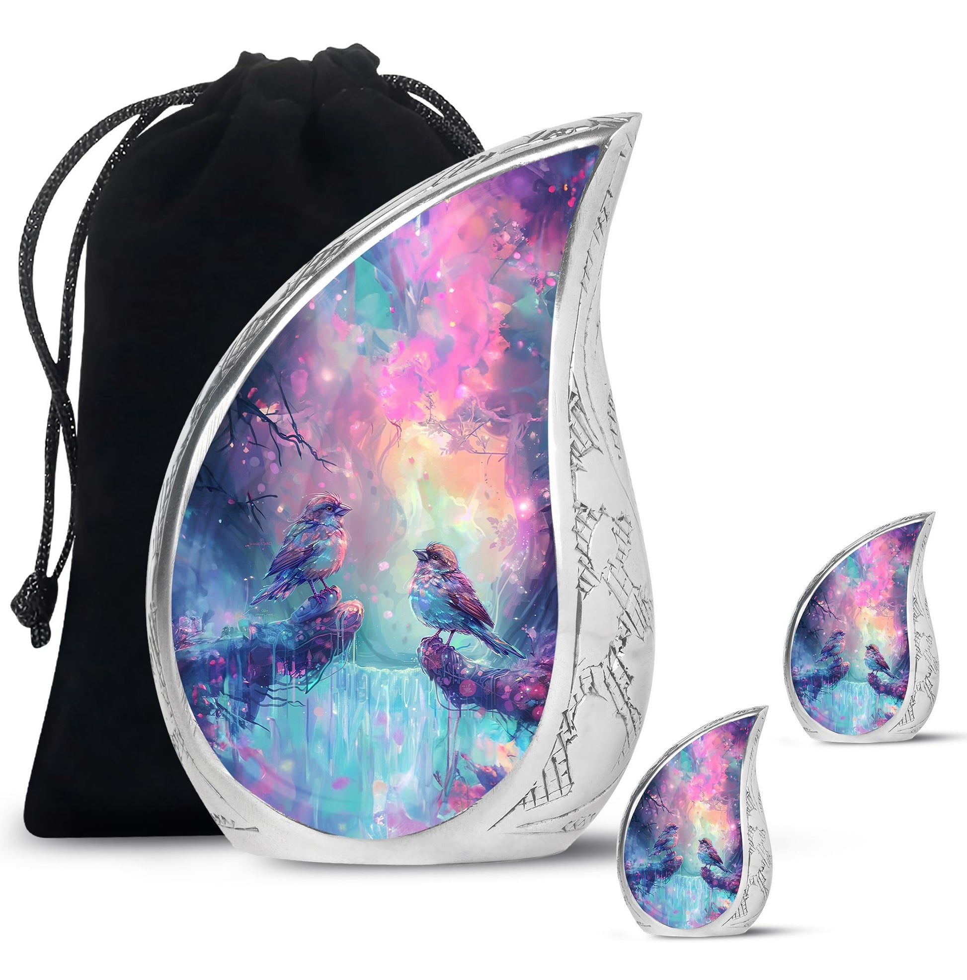 Colorful Birds Cremation Urn for Human Ashes For Mom and Dad