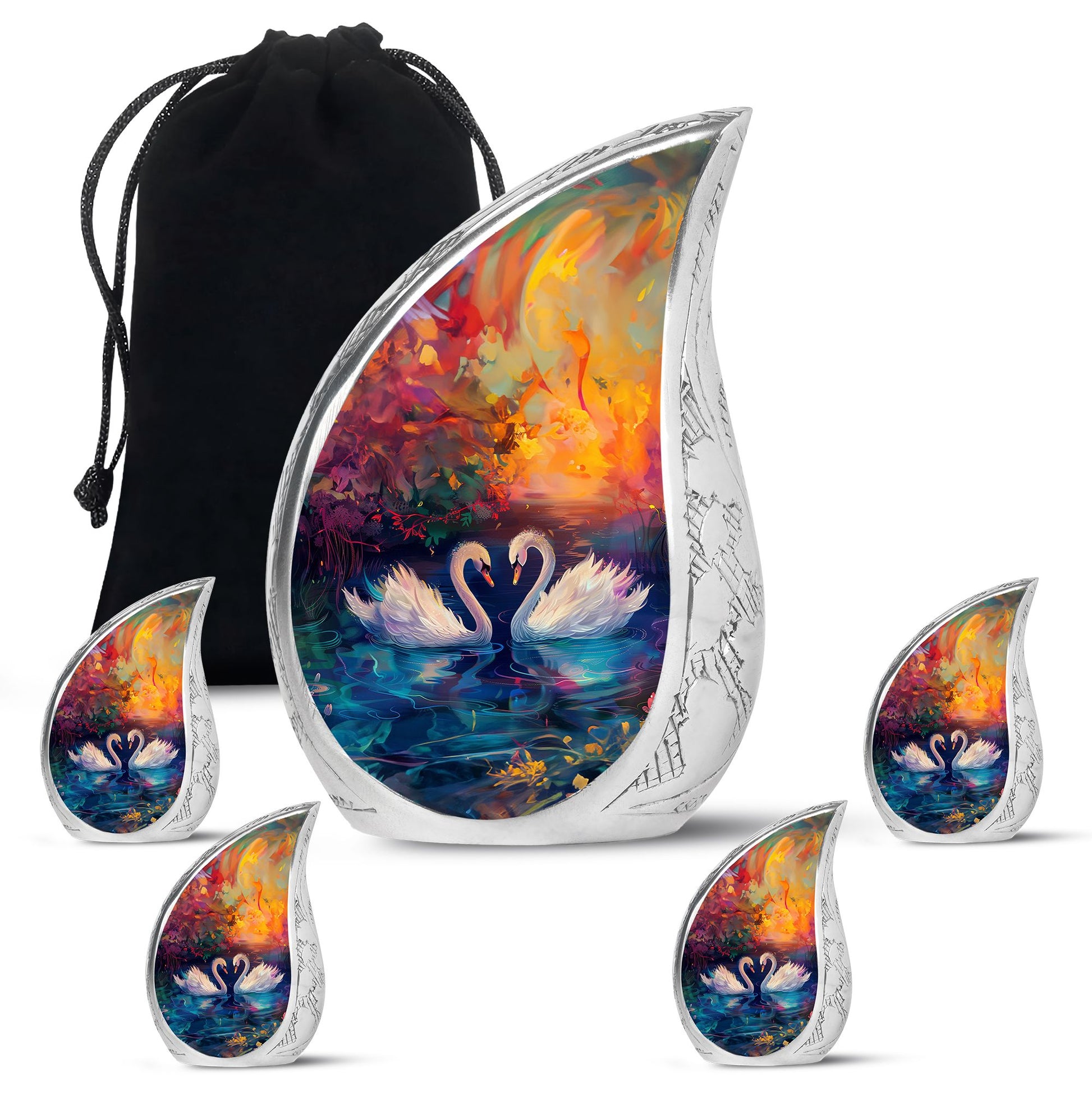 Sunset Swan Cremation Urn for Human Ashes - Urn For Men & Women