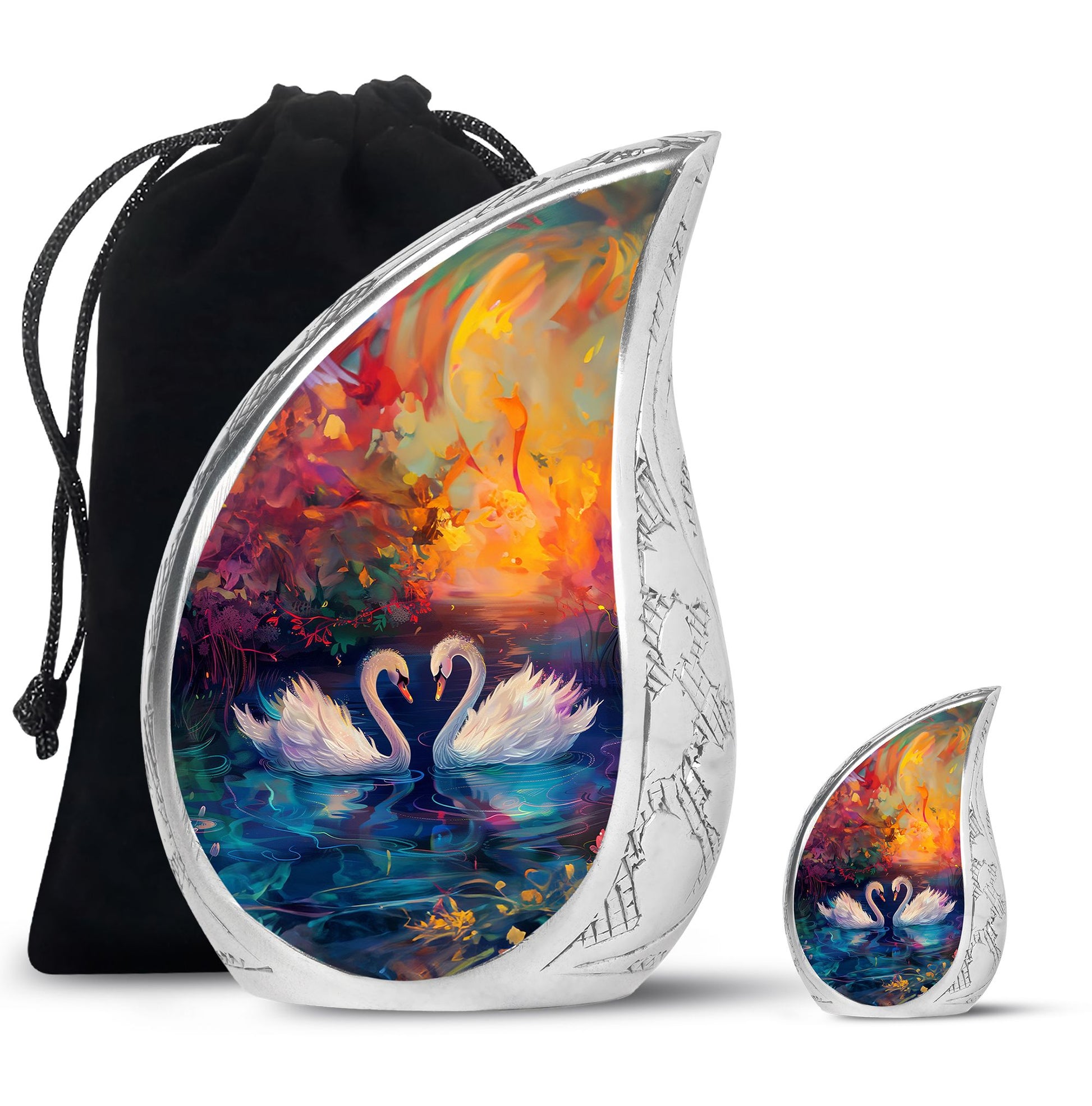 Sunset Swan Cremation Urn for Human Ashes - Urn For Men & Women