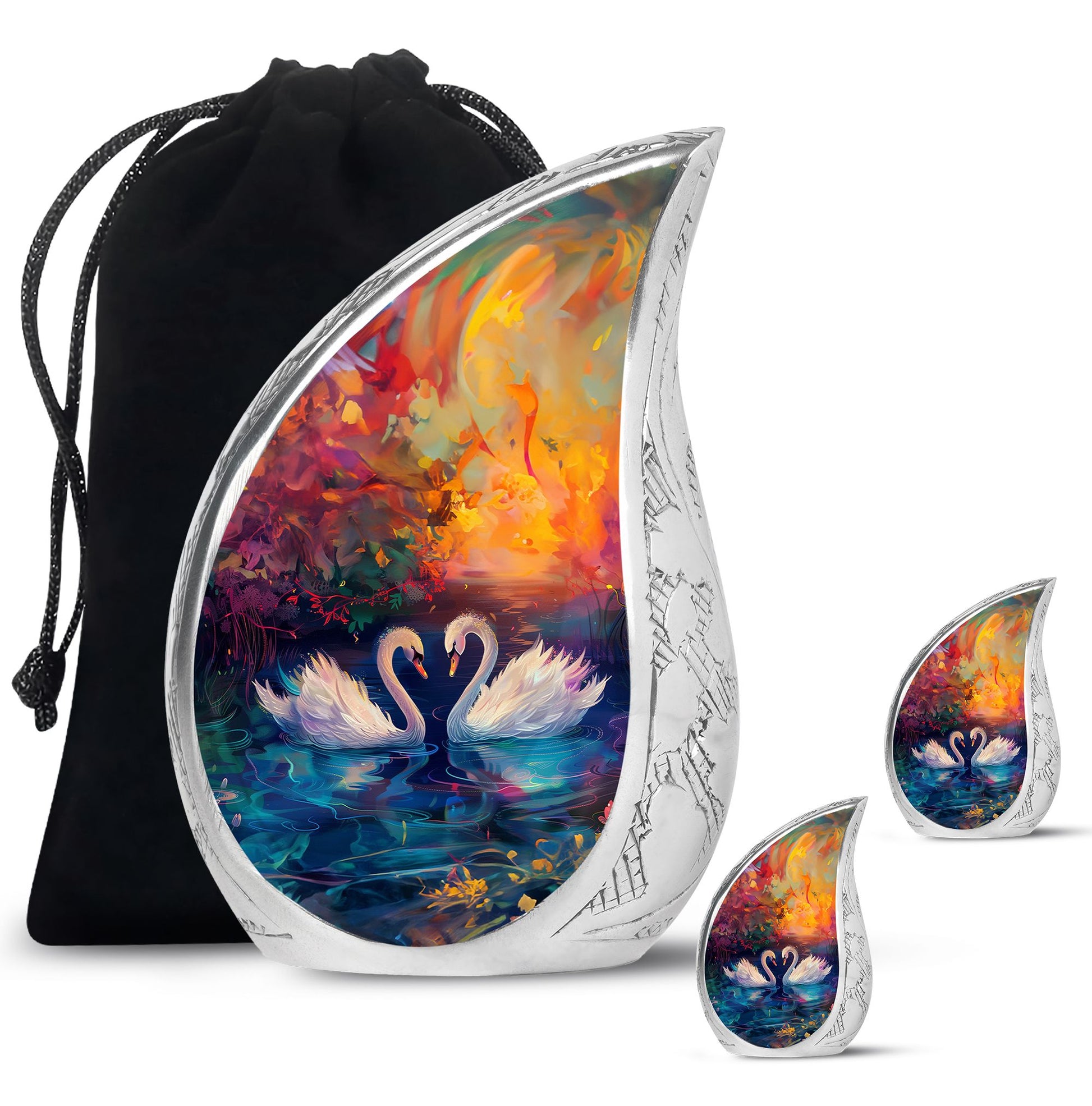 Sunset Swan Cremation Urn for Human Ashes - Urn For Men & Women