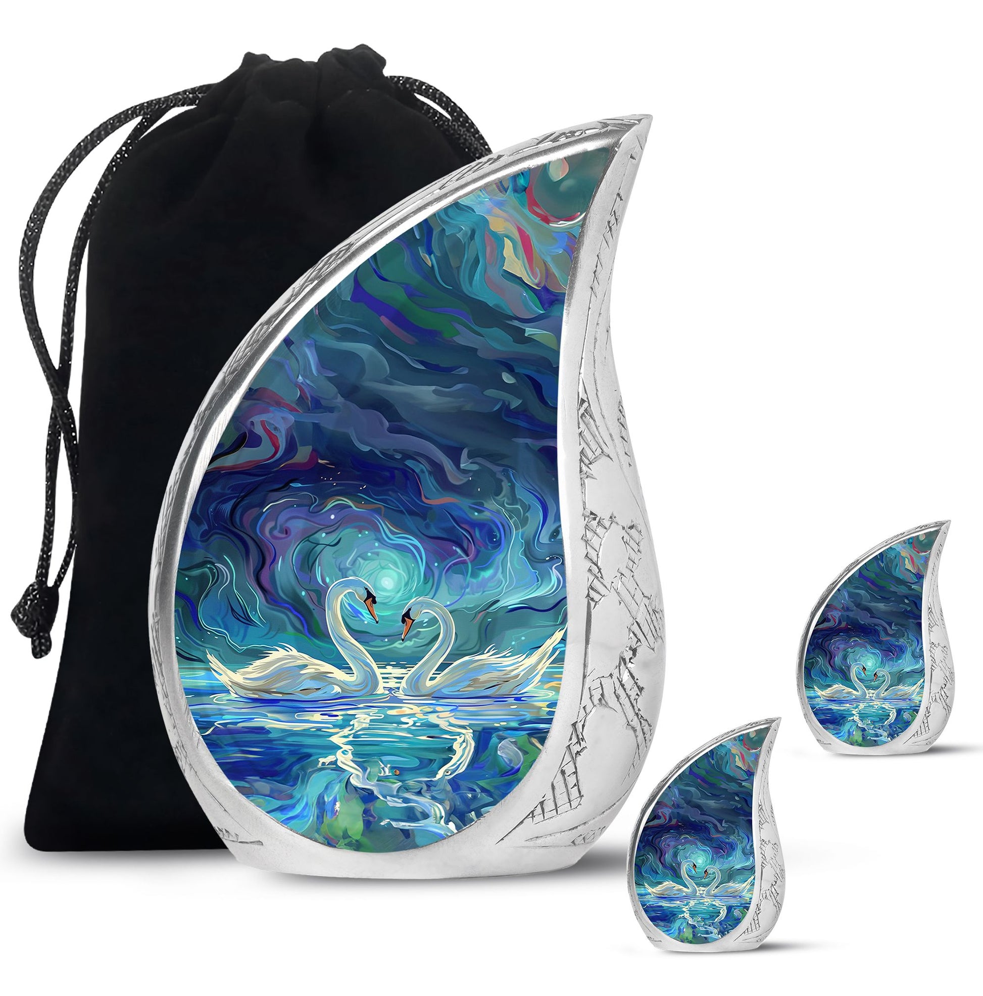 Swans Moonlight Cremation Urn for Human Ashes - Large Urn For Ashes
