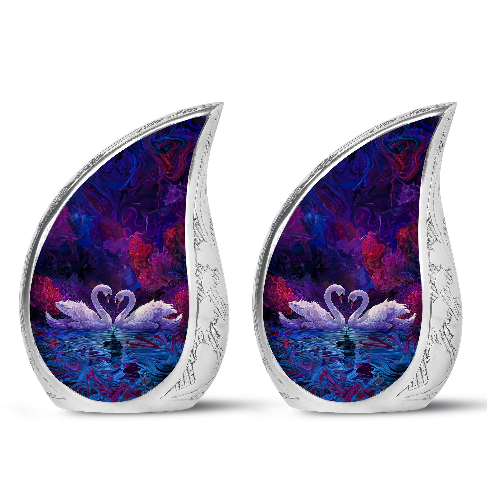 Dual Swan Cremation Urns For Human Ashes - Burial Urns For Adult