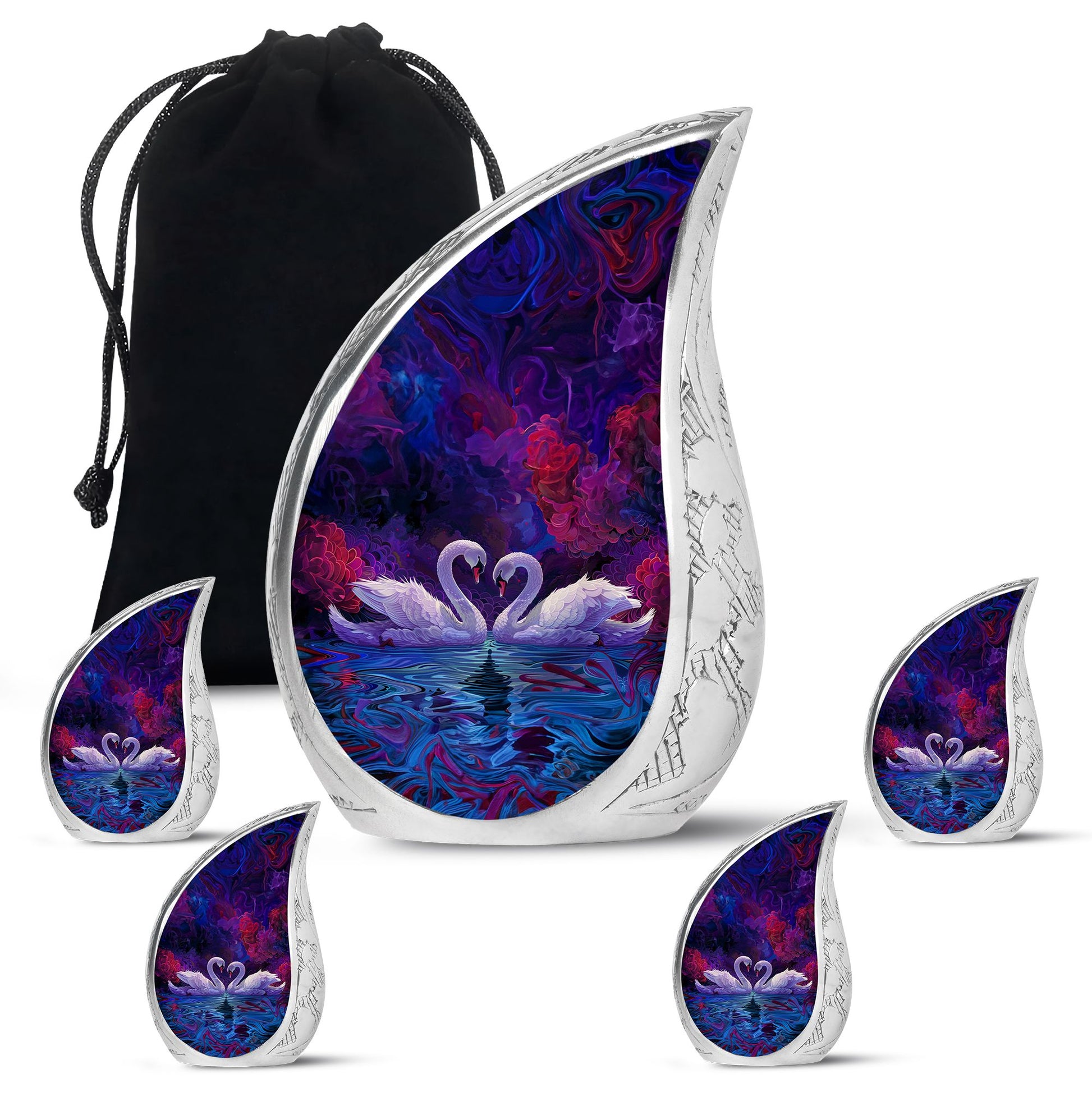 Dual Swan Cremation Urns For Human Ashes - Burial Urns For Adult