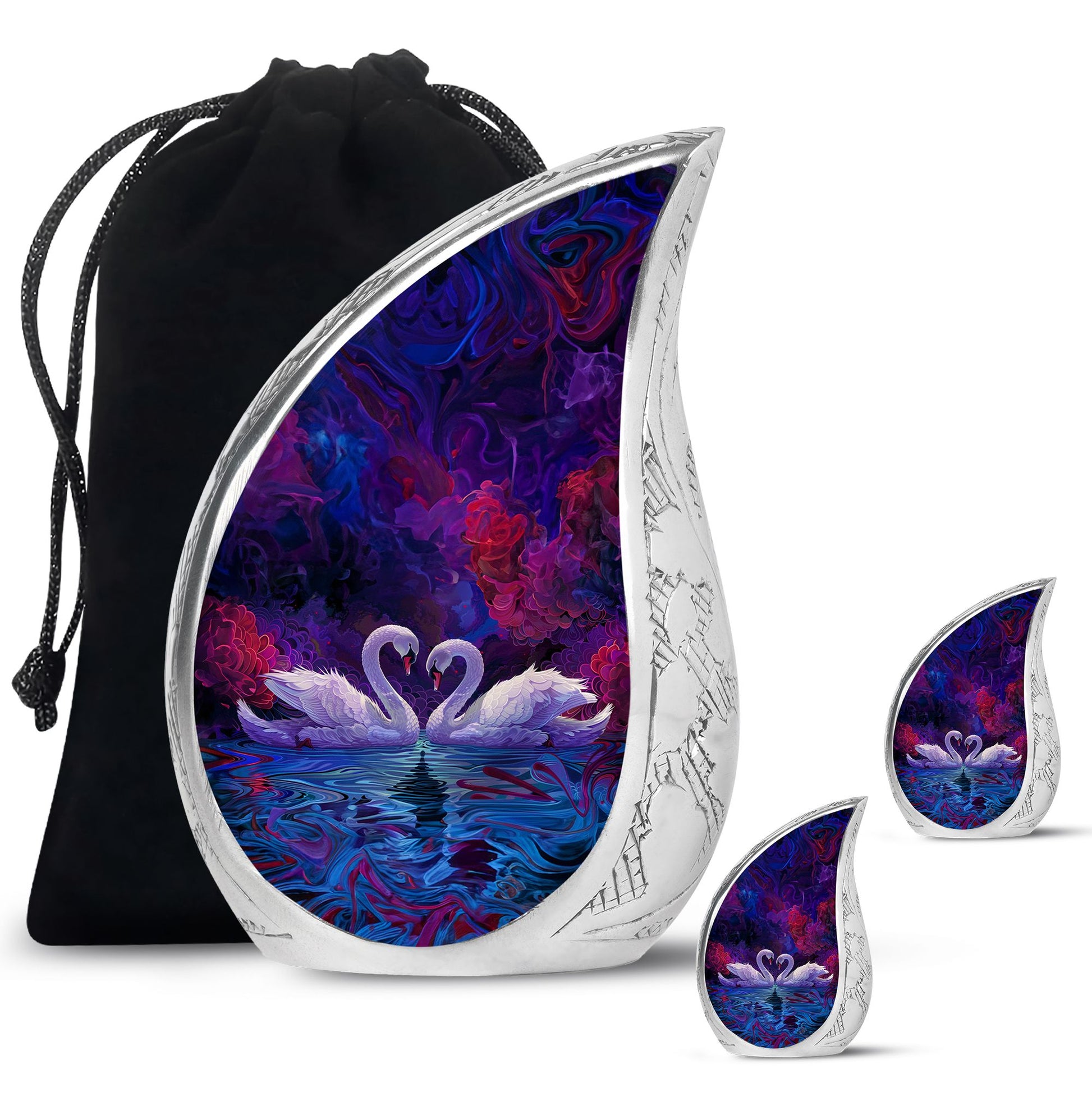 Dual Swan Cremation Urns For Human Ashes - Burial Urns For Adult