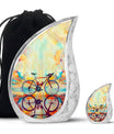 Teal Bicycle Cremation Urns For Human Ashes - Funeral Urns For Adult