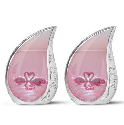 Pink Personalized Bird Memorial Urn for Human Ashes - 10-inch, 200 cu in - Yatskia