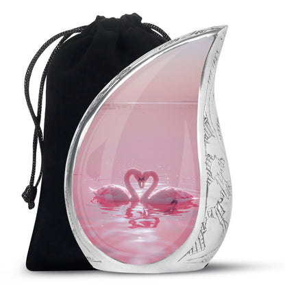 Pink Personalized Bird Memorial Urn for Human Ashes - 10-inch, 200 cu in - Yatskia