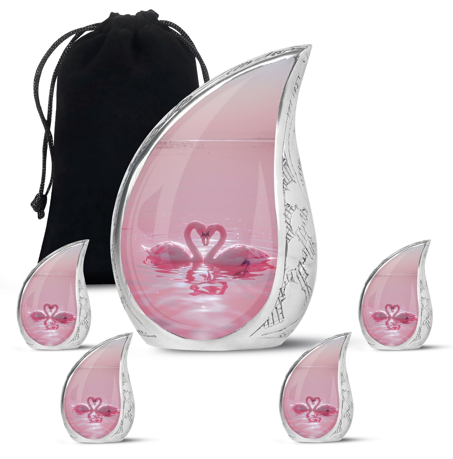 Pink Personalized Bird Memorial Urn for Human Ashes - 10-inch, 200 cu in - Yatskia