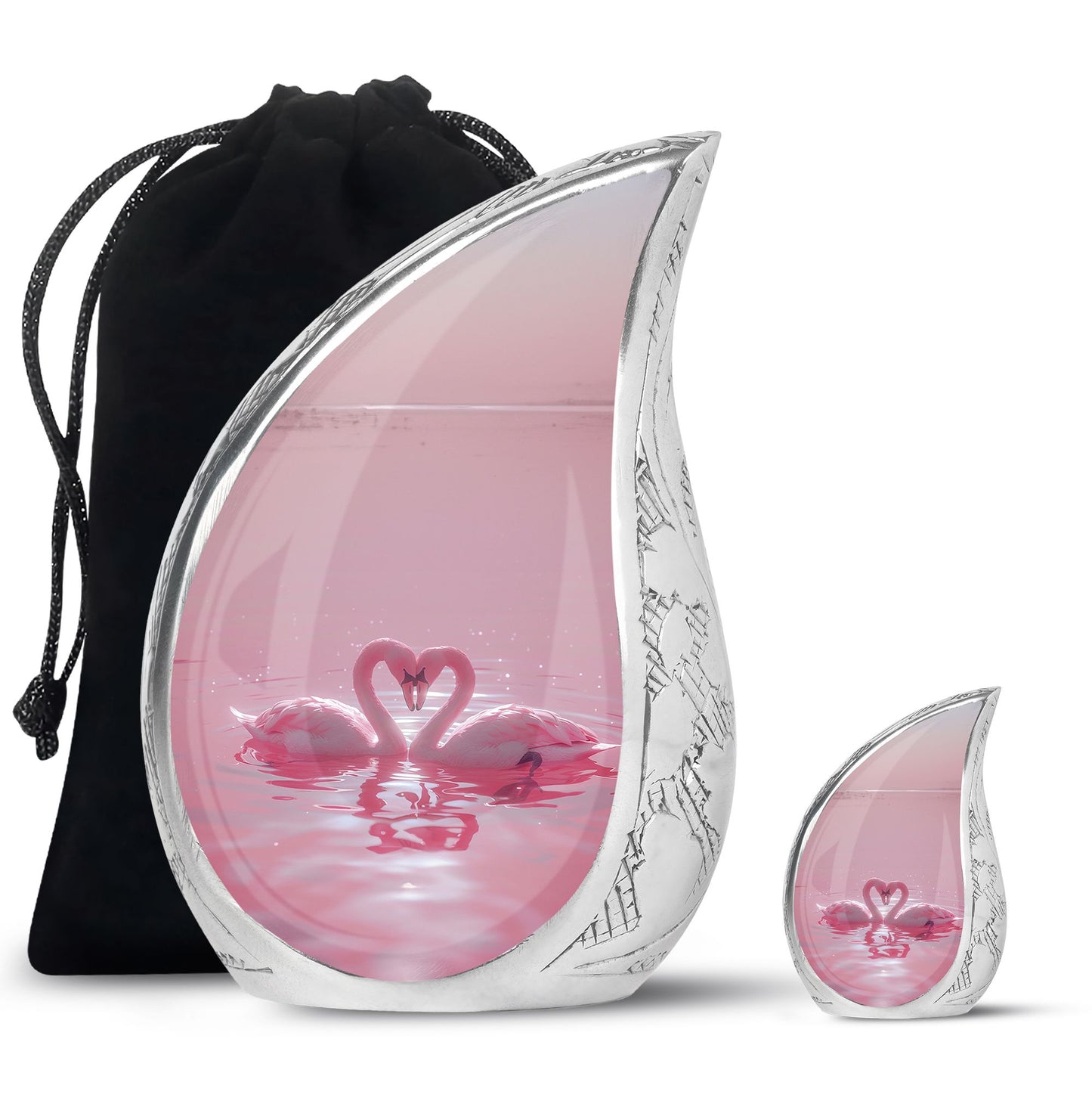 Pink Personalized Bird Memorial Urn for Human Ashes - 10-inch, 200 cu in - Yatskia