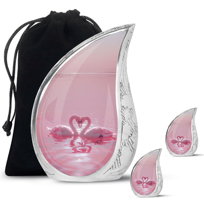 Pink Personalized Bird Memorial Urn for Human Ashes - 10-inch, 200 cu in - Yatskia