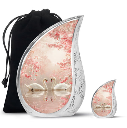 Personalized Swan Cremation Urn for Human Ashes - 10-inch, 200 cu in - Yatskia