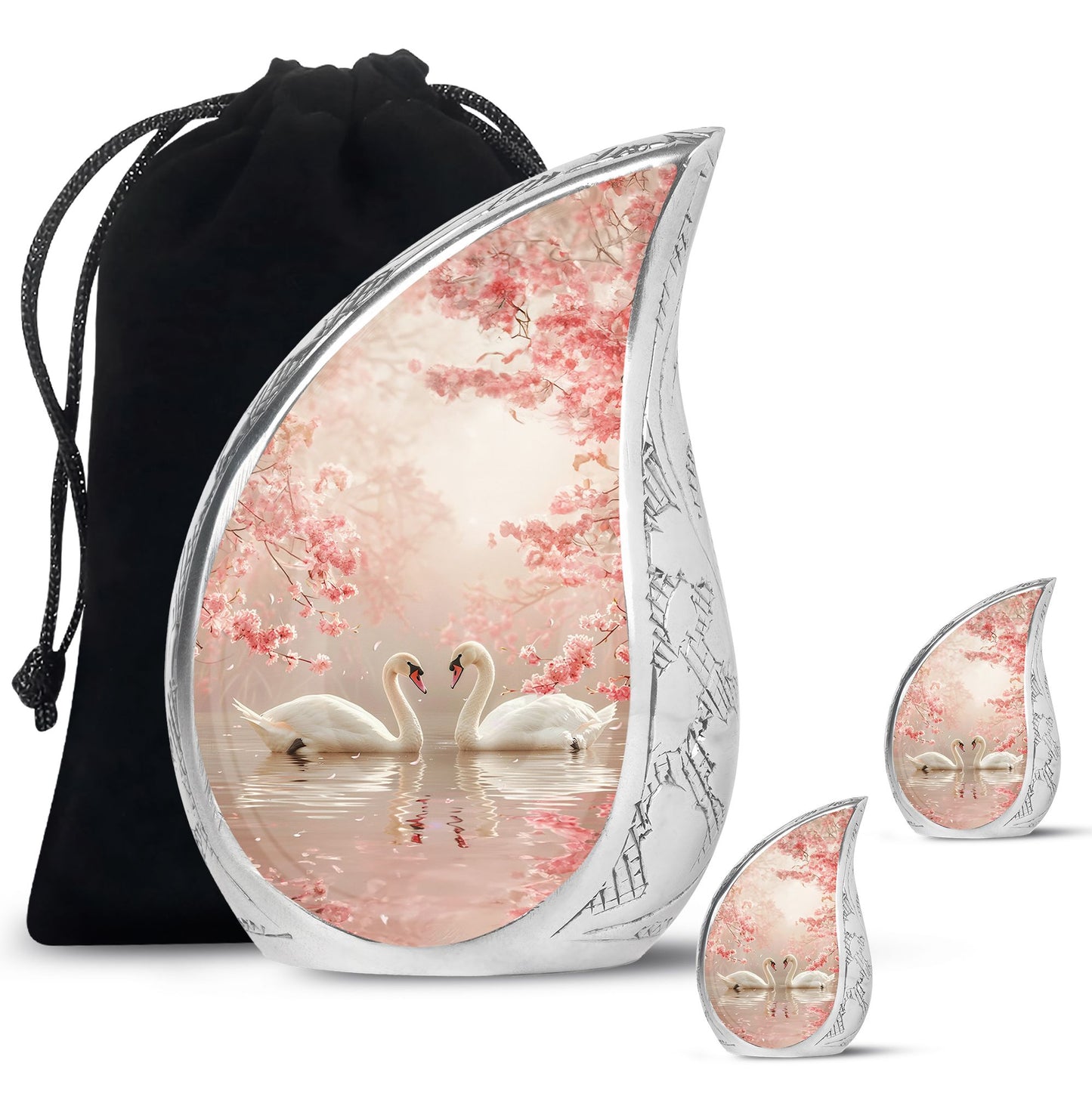Personalized Swan Cremation Urn for Human Ashes - 10-inch, 200 cu in - Yatskia