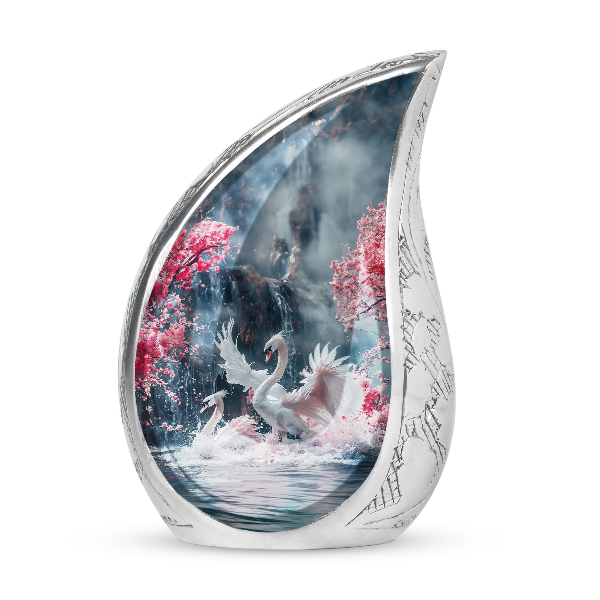 White Swan Funeral Urn - Large Urns For Human Ashes Adult Female