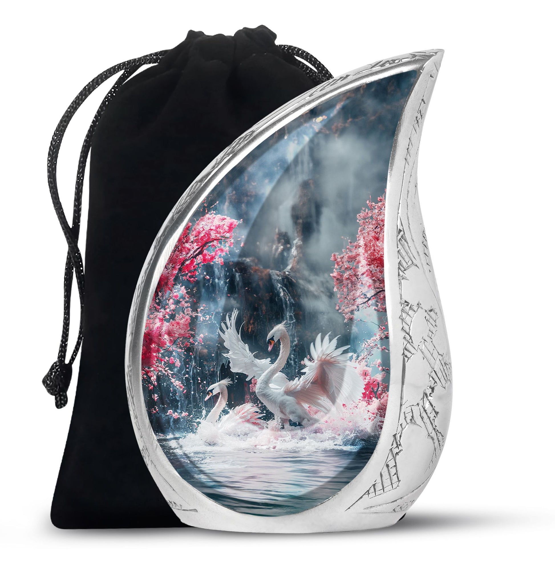 White Swan Funeral Urn - Large Urns For Human Ashes Adult Female