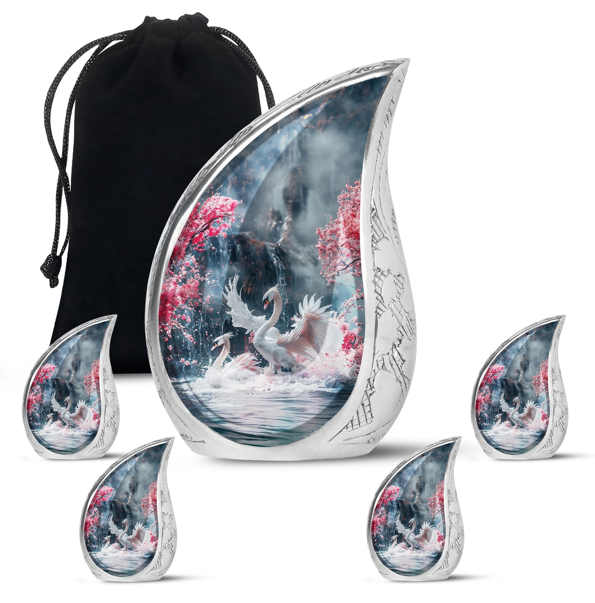 White Swan Funeral Urn - Large Urns For Human Ashes Adult Female