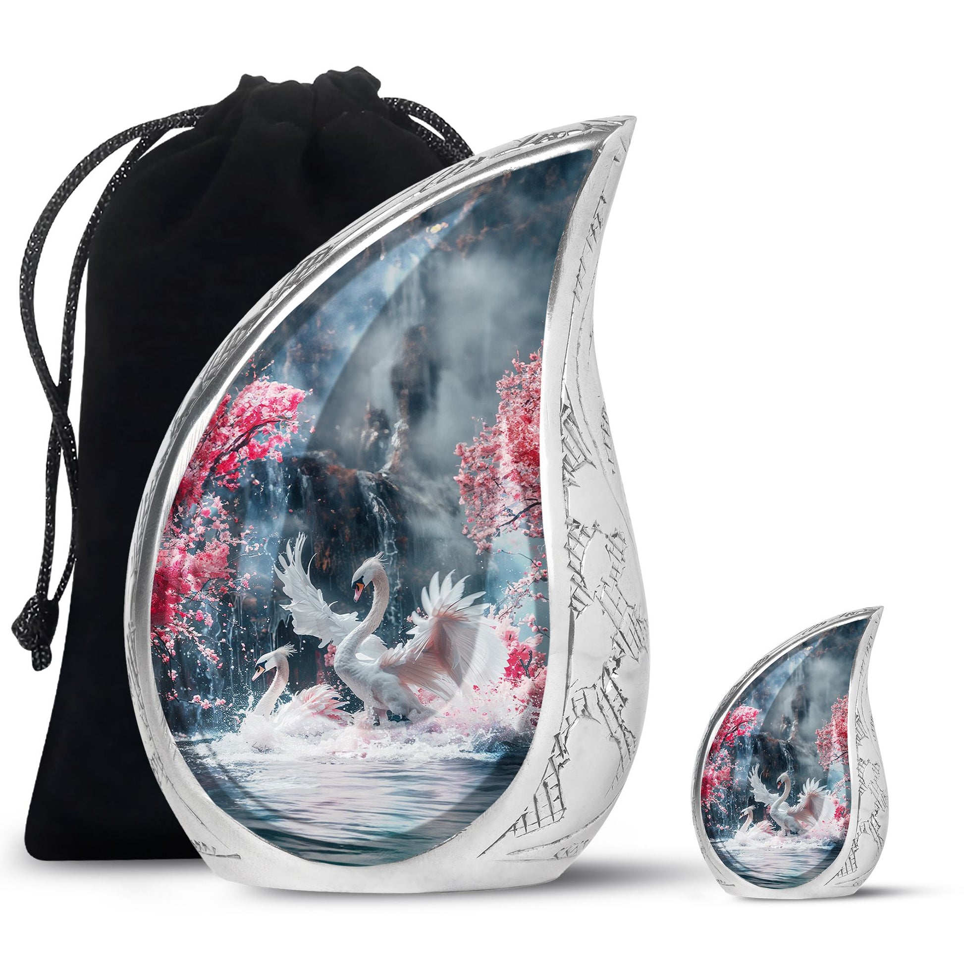 White Swan Funeral Urn - Large Urns For Human Ashes Adult Female