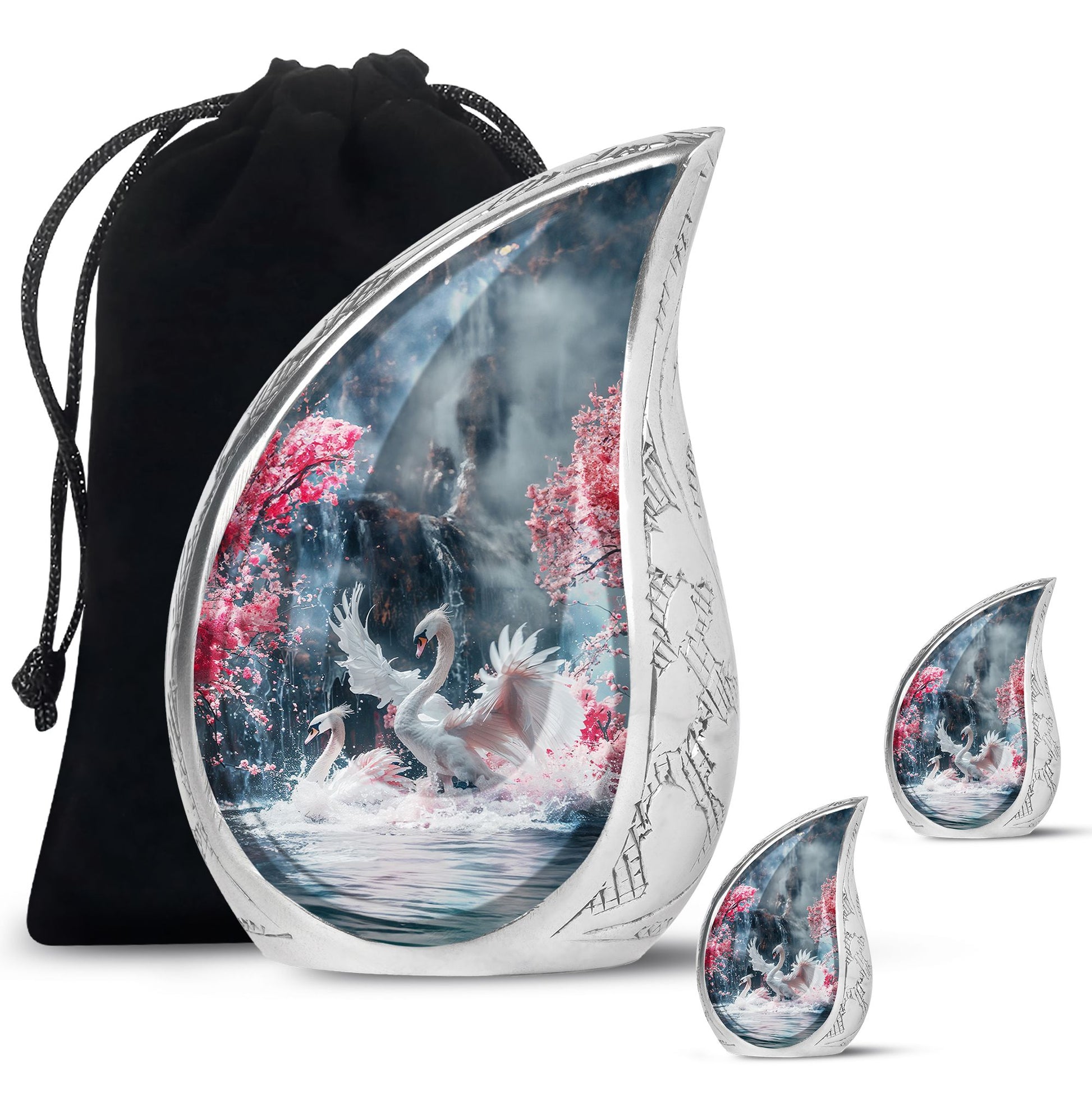 White Swan Funeral Urn - Large Urns For Human Ashes Adult Female