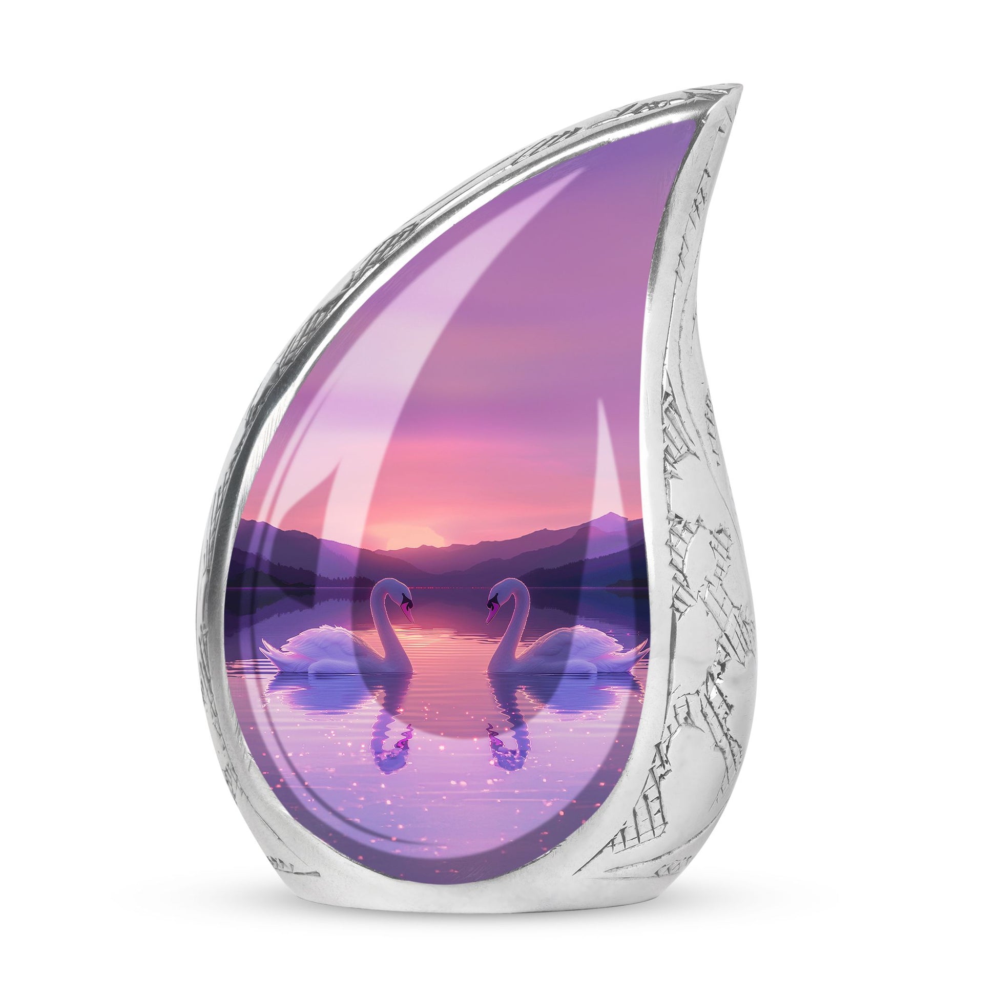 Pink Couple Swan Urn – Elegant Memorial Cremation Urn For Couple Ashes